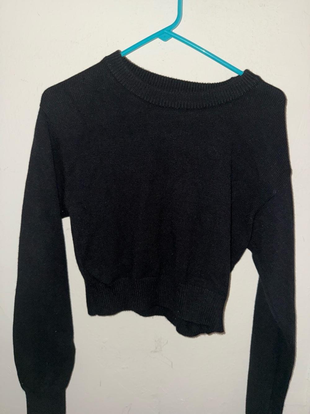 Kendall & Kylie Black Ribbed Crewneck Sweater